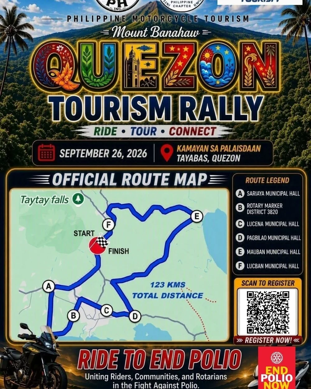Quezon Tourism Rally by IFMR ride poster — meetup at Kamayan sa Palaisdaan — Quezon Brgy Lucban - Tayabas Rd, City of Tayabas, 4327 Quezon