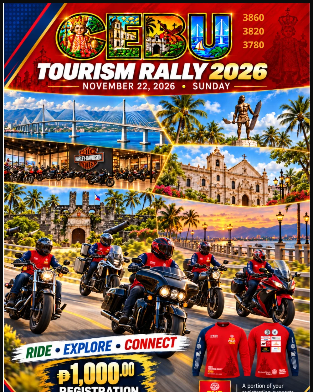 Cebu Tourism Rally 2026 ride poster — meetup at Plaza Independencia — 7WV4+73C, CSCR Tunl, Cebu City, 6000 Cebu